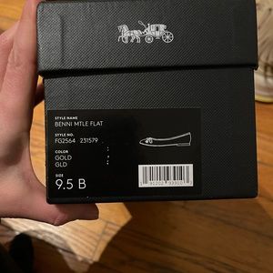 Coach size 9.5 gold flats brand new in box